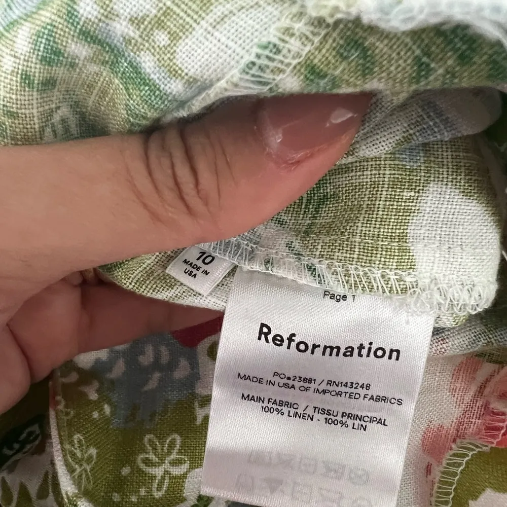 REFORMATION Pinegrove High Rise Linen Pants in Summer Of Love Floral Print Sz 10 - Image 5