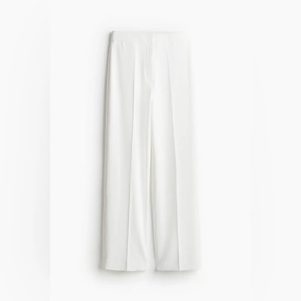 ZARA White High-Waisted Tailored Trousers | Wide Leg | Made in Spain - Image 2