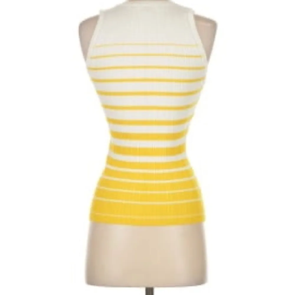 White House Black Market Yellow and White Striped Top - Image 2