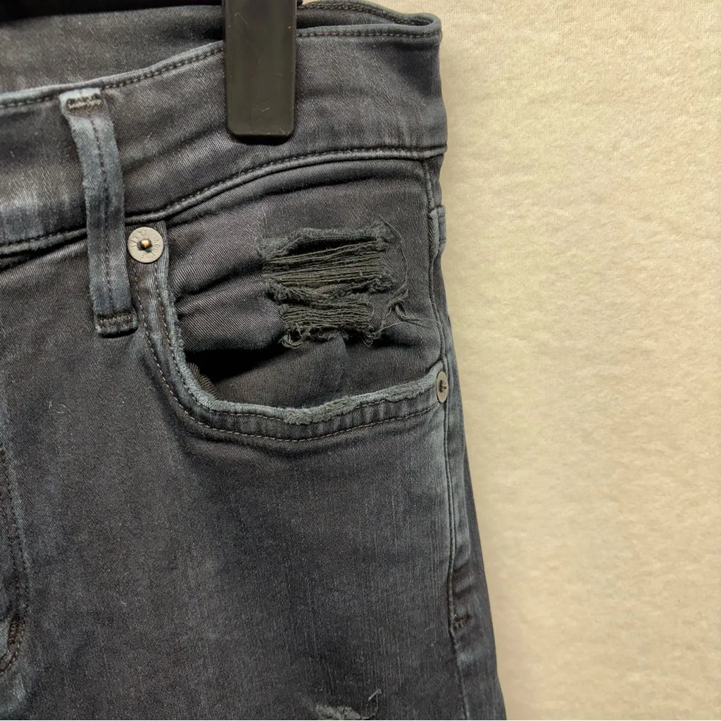 Agolde Charcoal Distressed Straight‎ Leg Jeans - Image 6