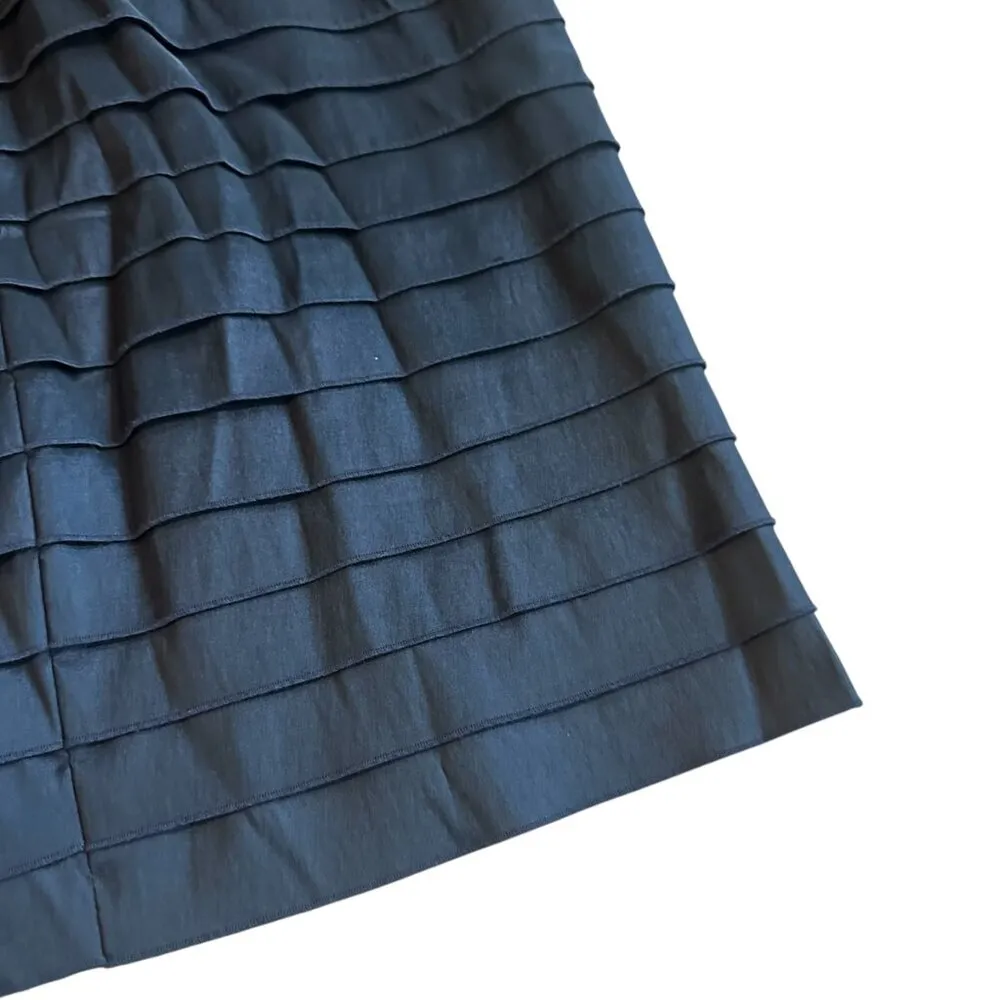 Tadashi Shoji Navy Tiered Sheath Dress Rosette V-Neck Short Sleeve Size 10 Women - Image 3