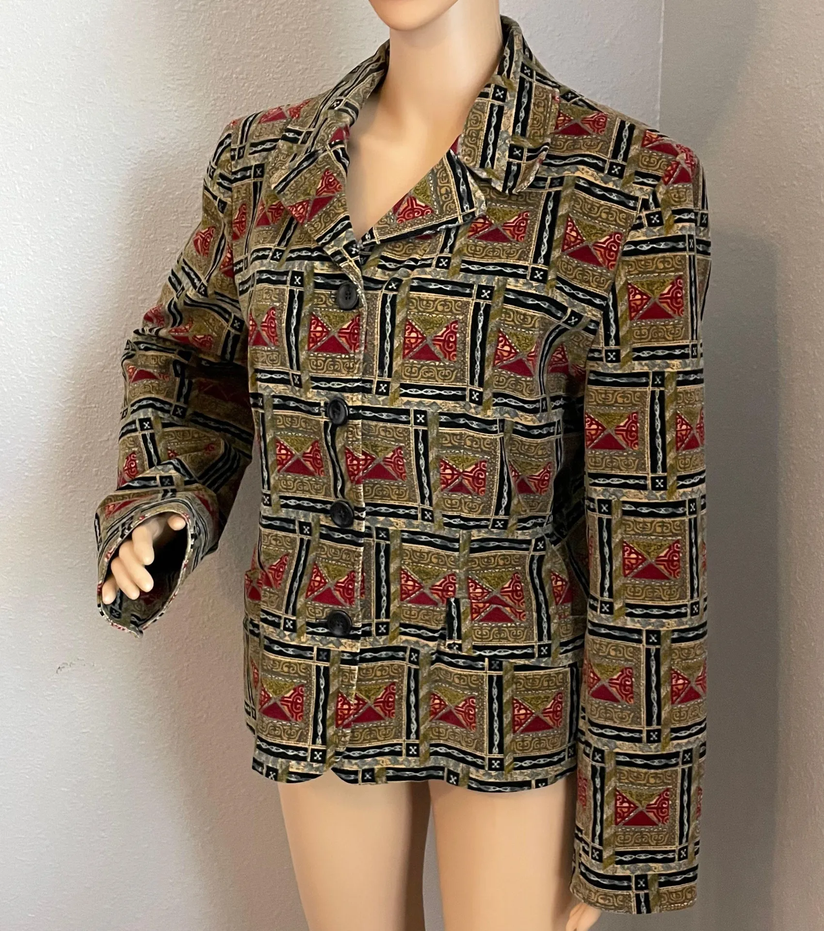 Harvé Benard Harve’ Bernard By Bernard Holtzman Vintage Velvet Design Blazer Size 14 - Image 3