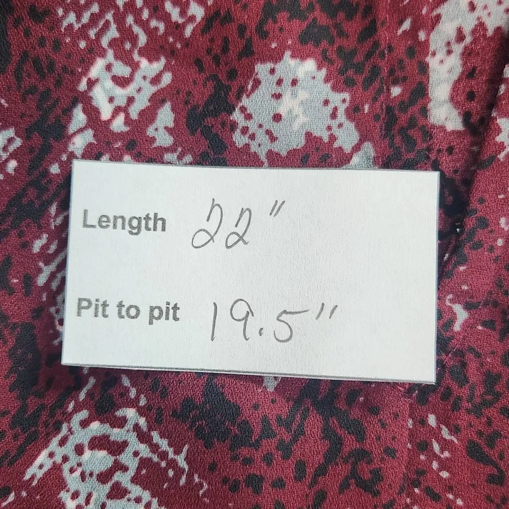 West K Oxblood Snakeskin Print Blouse Size Small NWOT Burgundy Snakeskin Top Red - Image 10