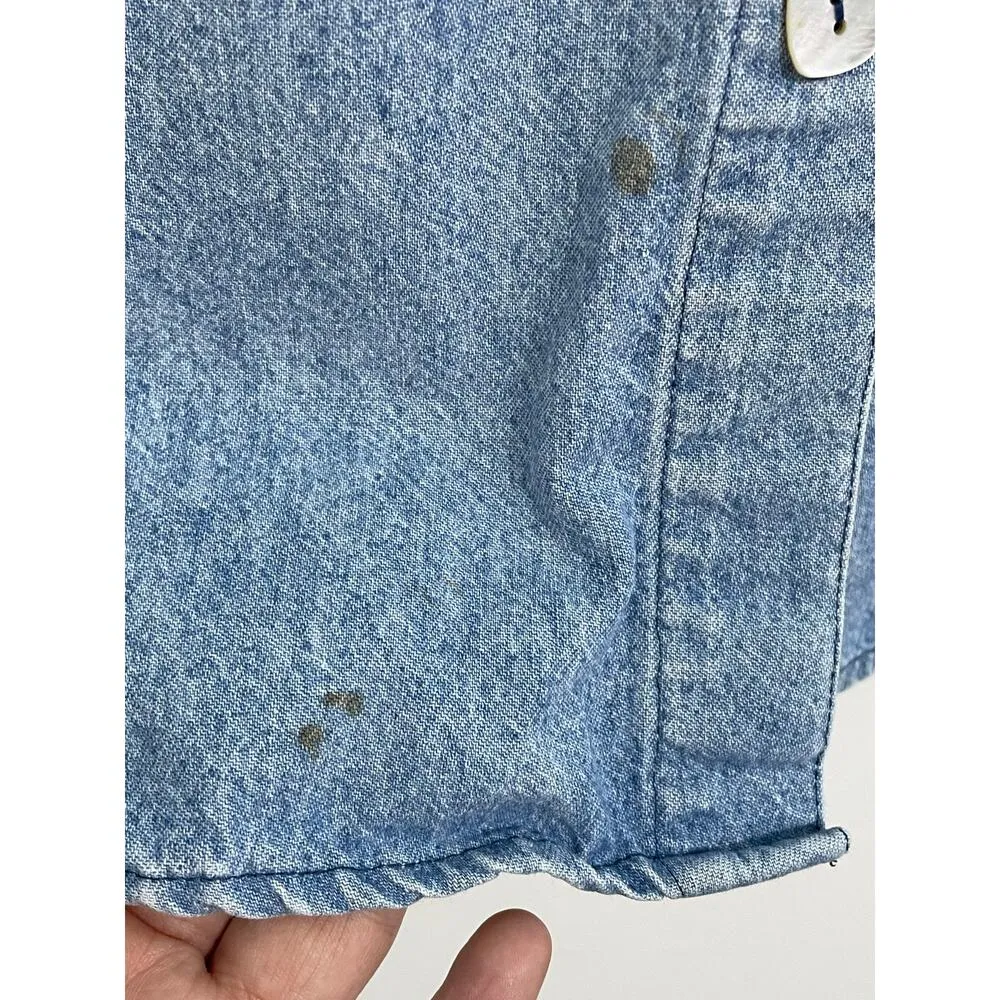 Vintage Teddi Denim Blouse Small Embroidered Hummingbirds Flowers Prairie Flaw Blue - Image 4