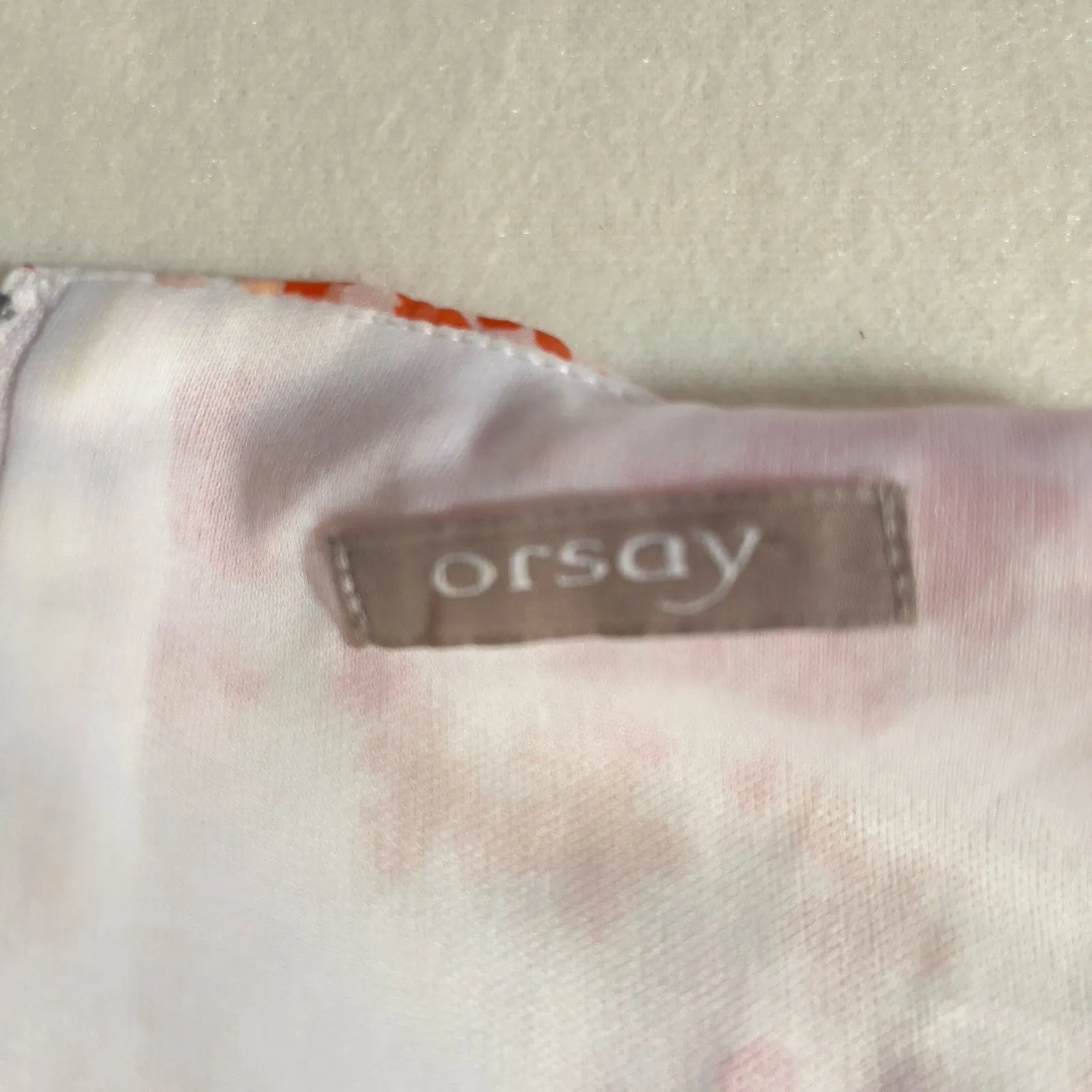 Orsay Floral Summer Dress Sleeveless Belted Size 42 Mid Length Lightweight Lined White - Image 6