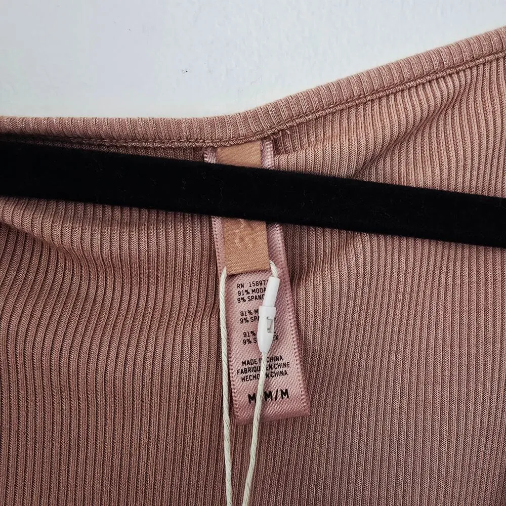 Skims New Soft Lounge Shimmer Long Sleeve Dress Camel Tan Metallic Foil Size M - Image 8