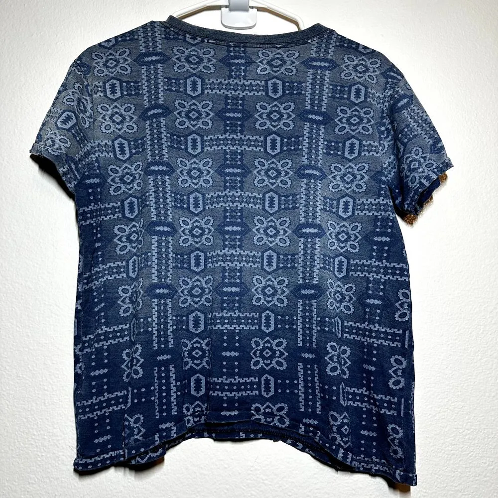 Current Elliott Letterman T-Shirt Worn Bandana Short Sleeve Crew Neck Blue 0 XS - Image 7