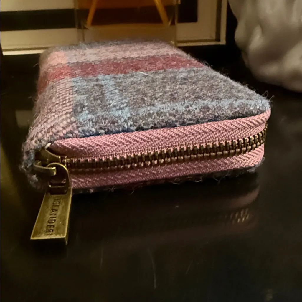 Islander Pink and Blue Checkered Wool Wallet - Image 5