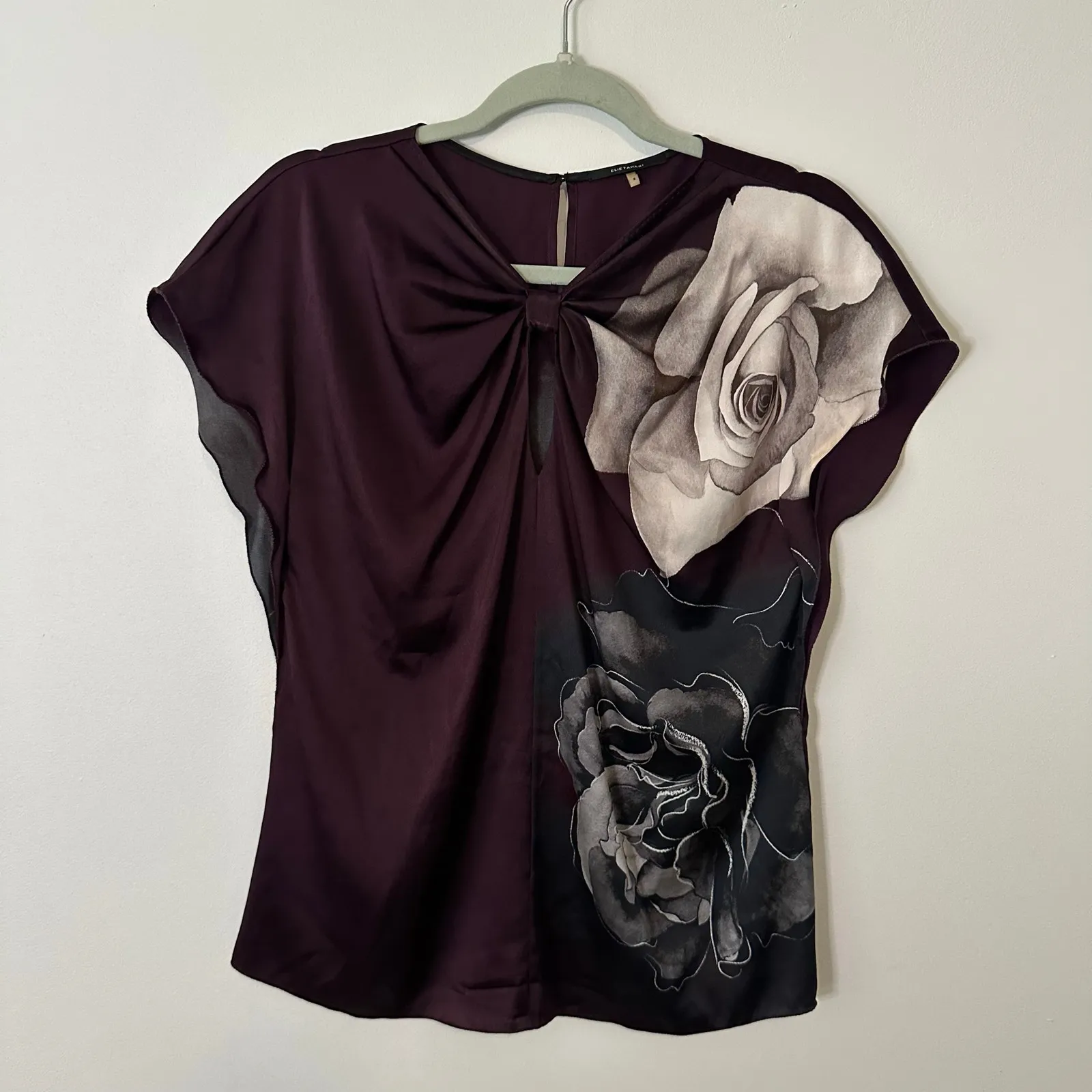 Elie Tahari purple, black & white silk sleeveless top size S - Image 12