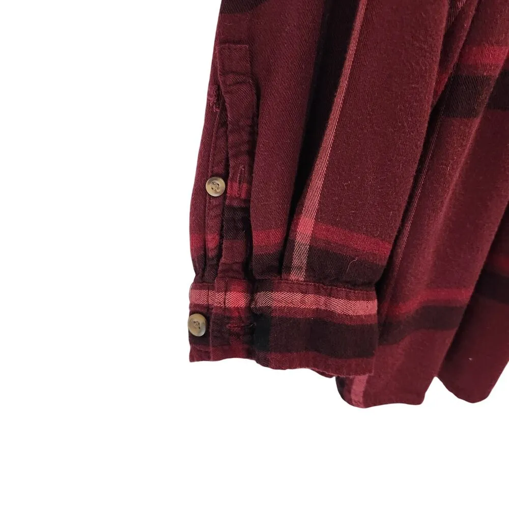 Ava & Viv Long Sleeve Button Up Plaid Shirt Retro Casual Tunic Burgundy Size 3X - Image 6
