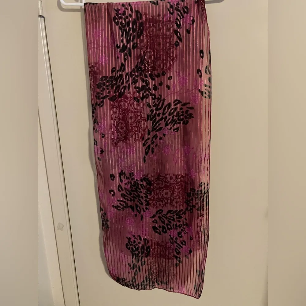 Red Purple & Pink Animal & Floral Print Scarf - Image 2