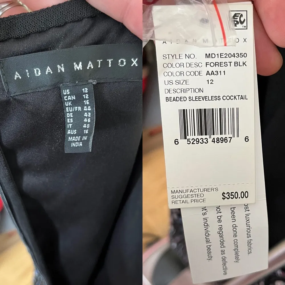 AIDAN MATTOX Cocktail Dress Sequined Sheath Scoop Neck Sleeveless Mesh 12 NWT - Image 7