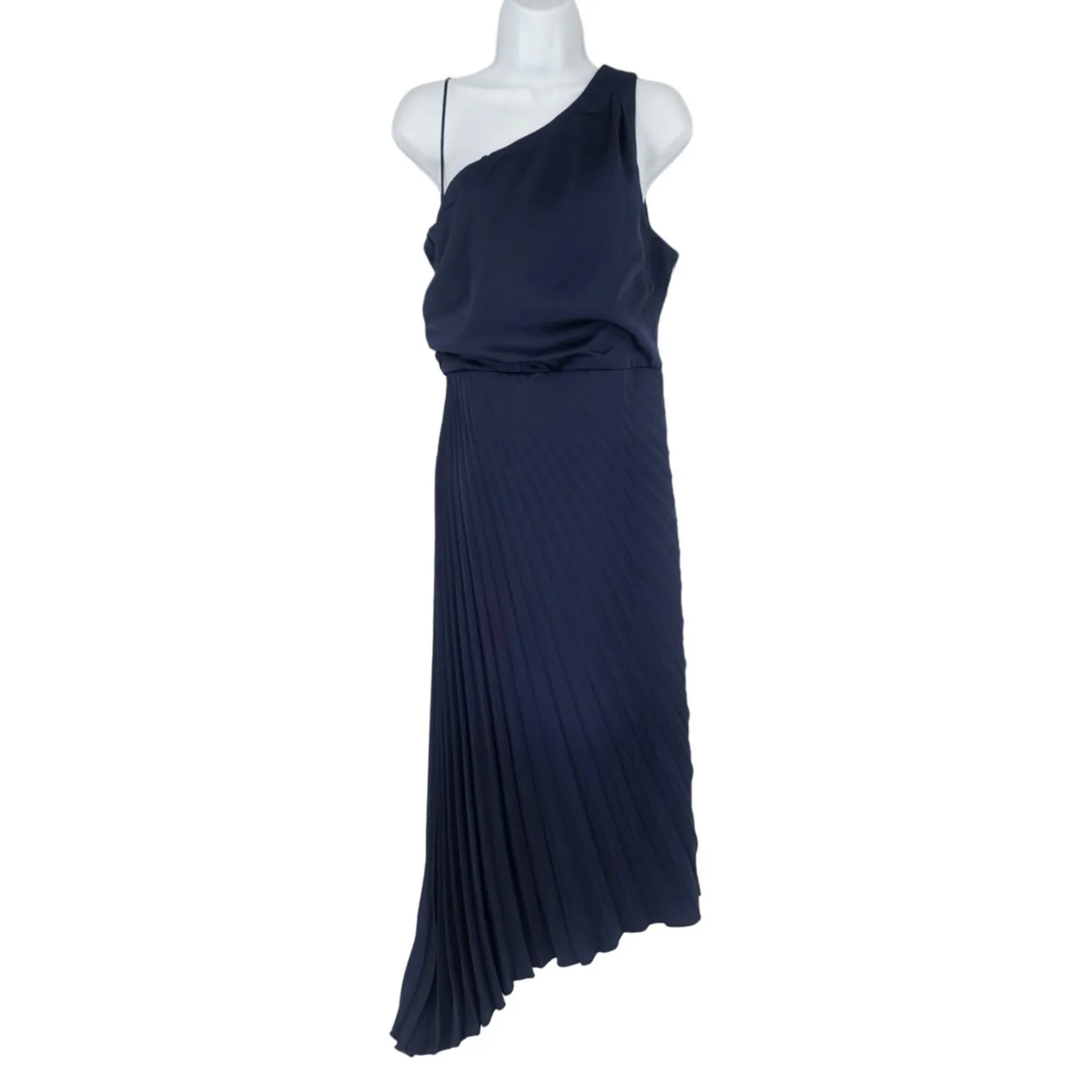 Sam Edelman Navy Blue Pleated One Shoulder Dress Women's Size 6 - Image 2