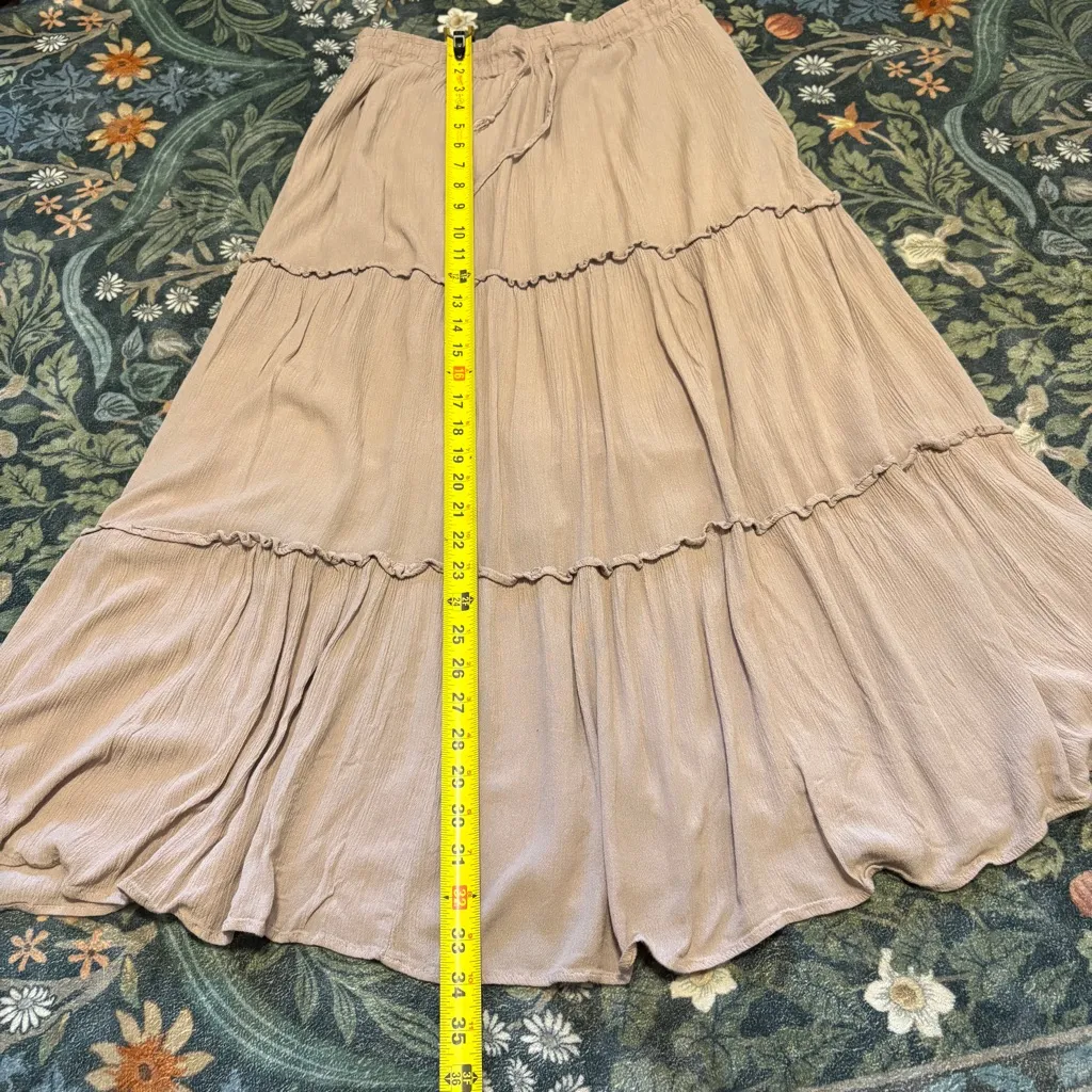 Passport Fairycore Hobbitcore Cottagecore Whimsigoth Peasant Skirt Beige Large Tan - Image 3