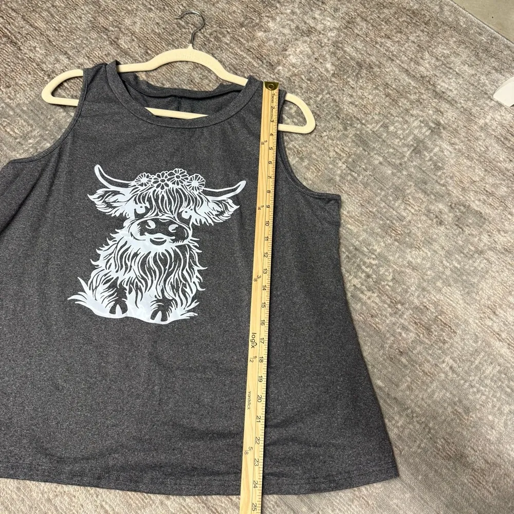 Shein Curve Gray Sleeveless Top with Highland Cow Cowgirl Western Graphic - Image 6