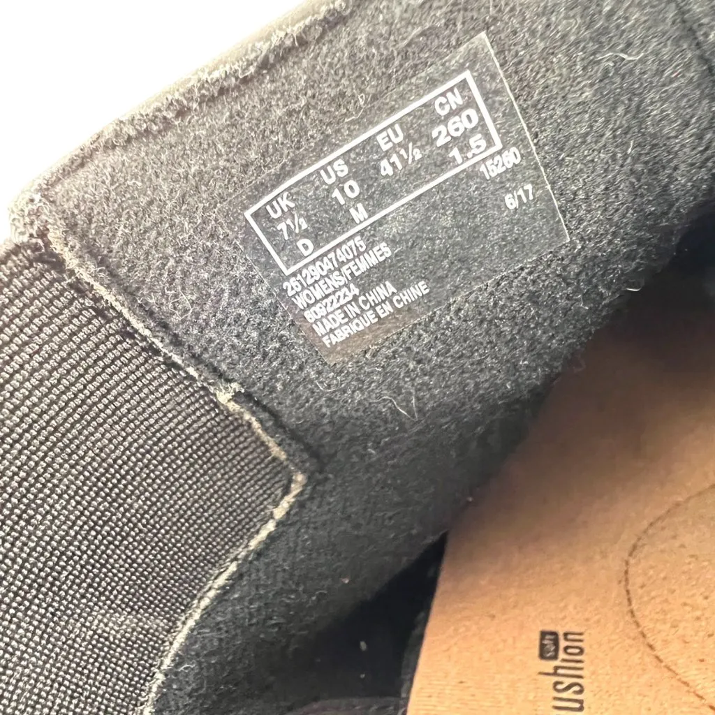 Clarks Black Nubuck Leather Ankle Boots Block Heel Side Elastic Panel Size 10 - Image 10