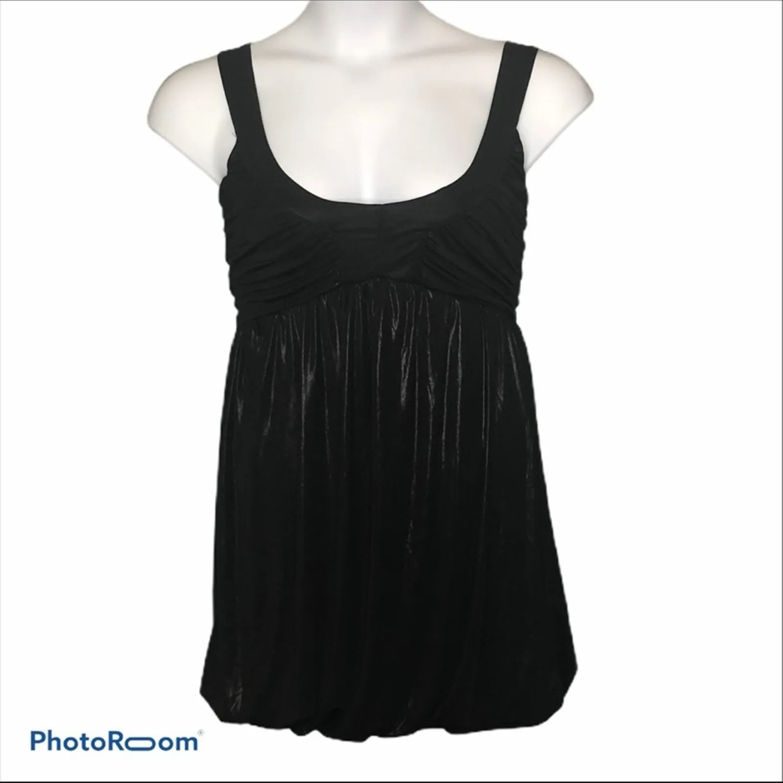 Bebe Shiny Black Mini Party Dress Low Demi Cup Size Small - Image 2