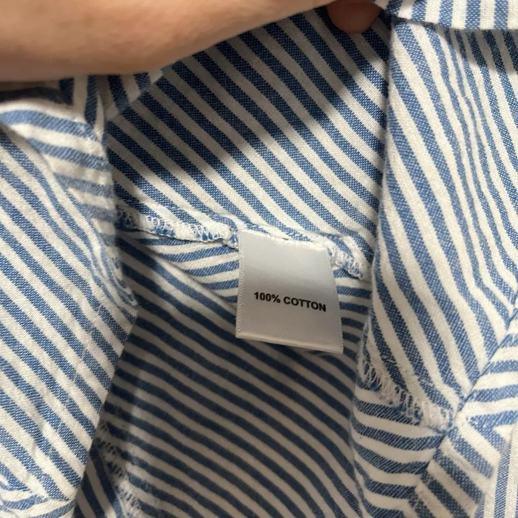 Mille Alma Blue‎ Stripe Square Neck Button Down Blouse Size XS Blue - Image 4