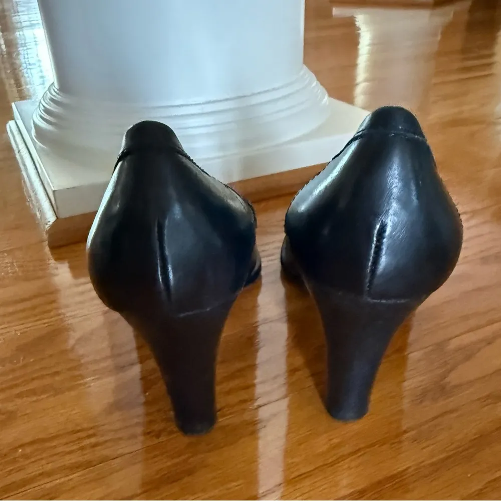 Circa Comfort 365 Joan & David Black Leather Heels Loafer Style Pumps - Image 3