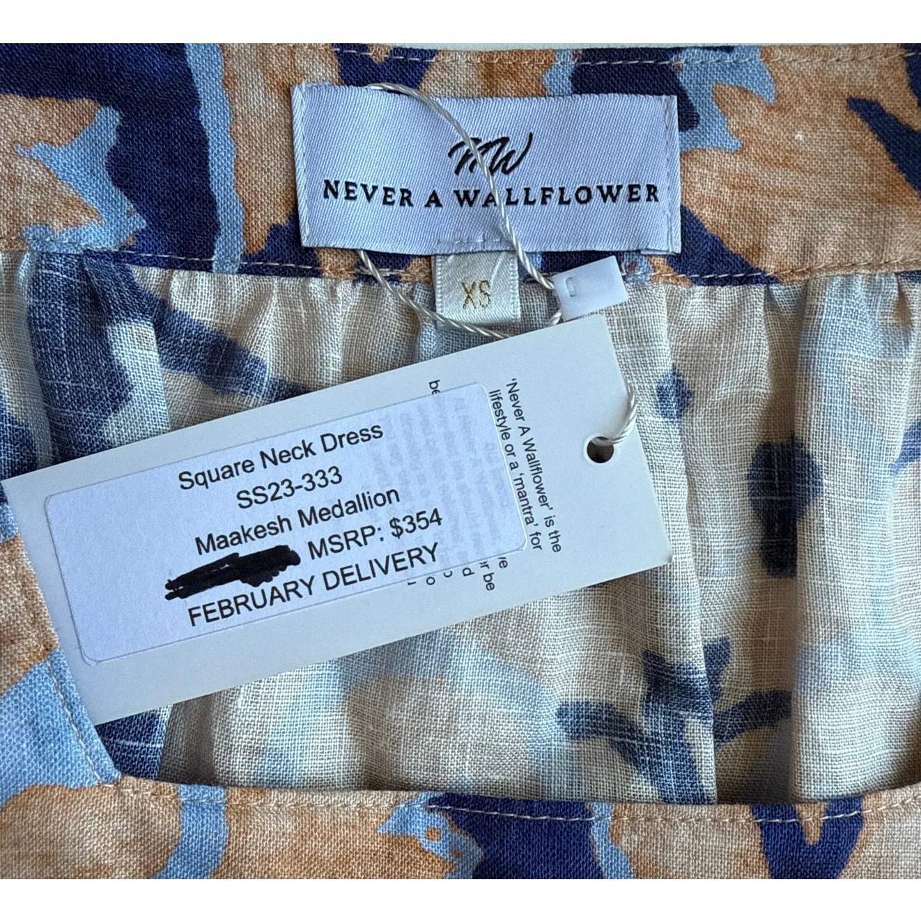 Never A Wallflower Square Neck Midi Dress in Marrakech Medallion Size XS Blue - Image 5