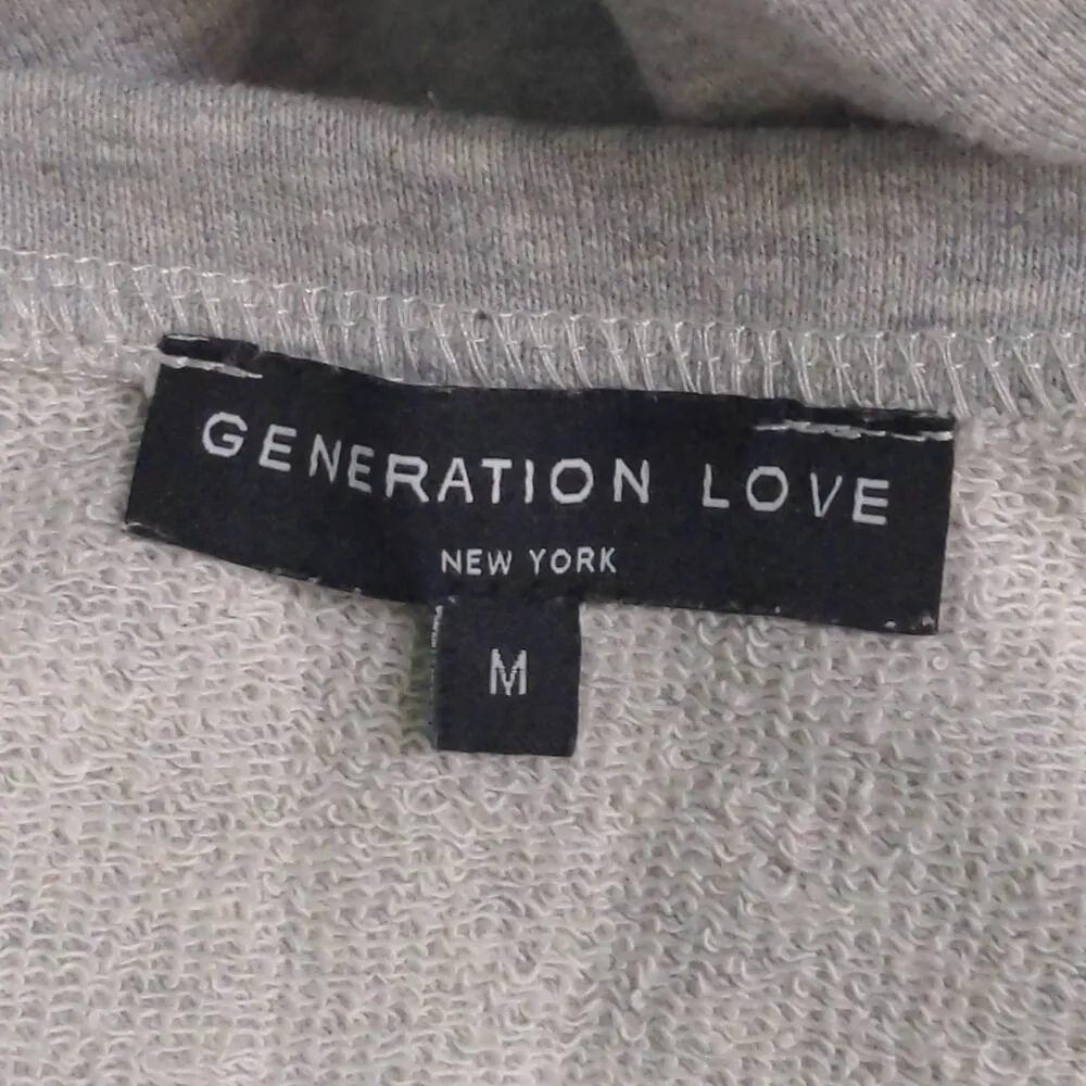 Generation Love Pullover Sweatshirt Women's M Gray Yellow Tassels Trim - Image 3