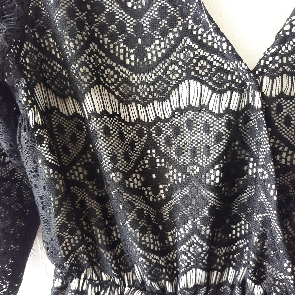 Women's Size Small Black Lace Romper Shorts - Image 2