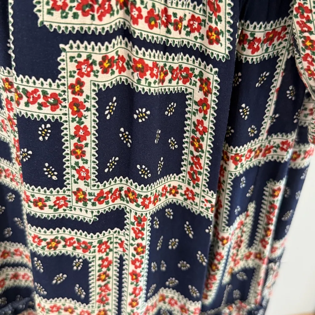 Natural Life Collette Tiered Maxi Dress Navy Scarf Print Size XS Beachy Boho - Image 5