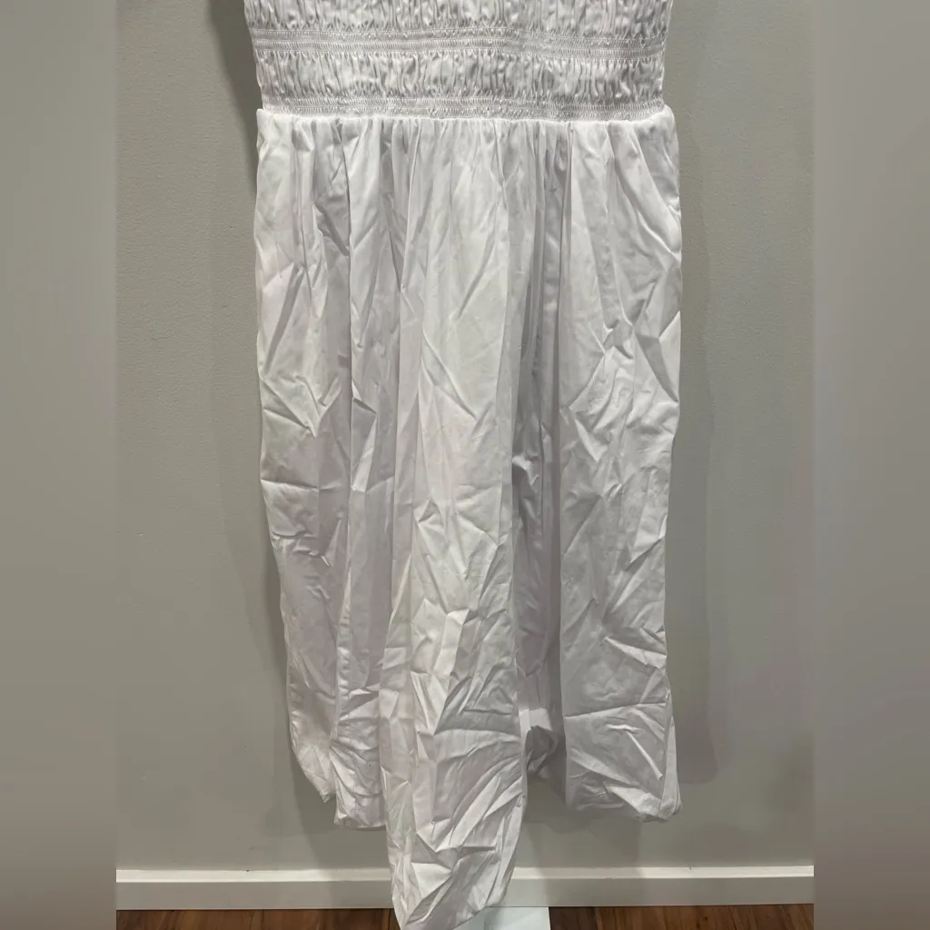 Madewell The Melody‎ Bubble-Hem Smocked Midi Dress In Poplin Size S - Image 5