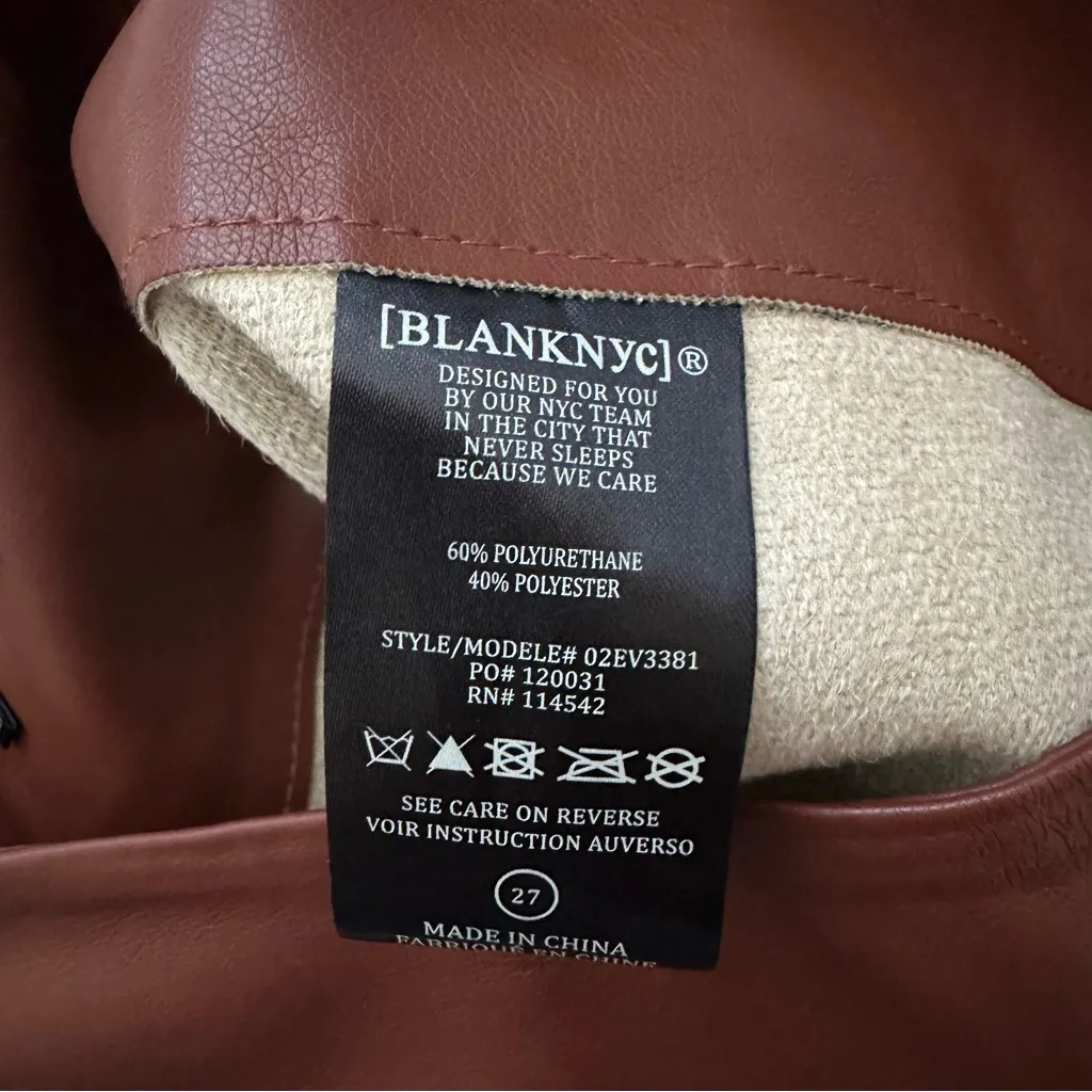 BlankNYC Vegan Leather Brown Flare Pants Size 27 - Image 7