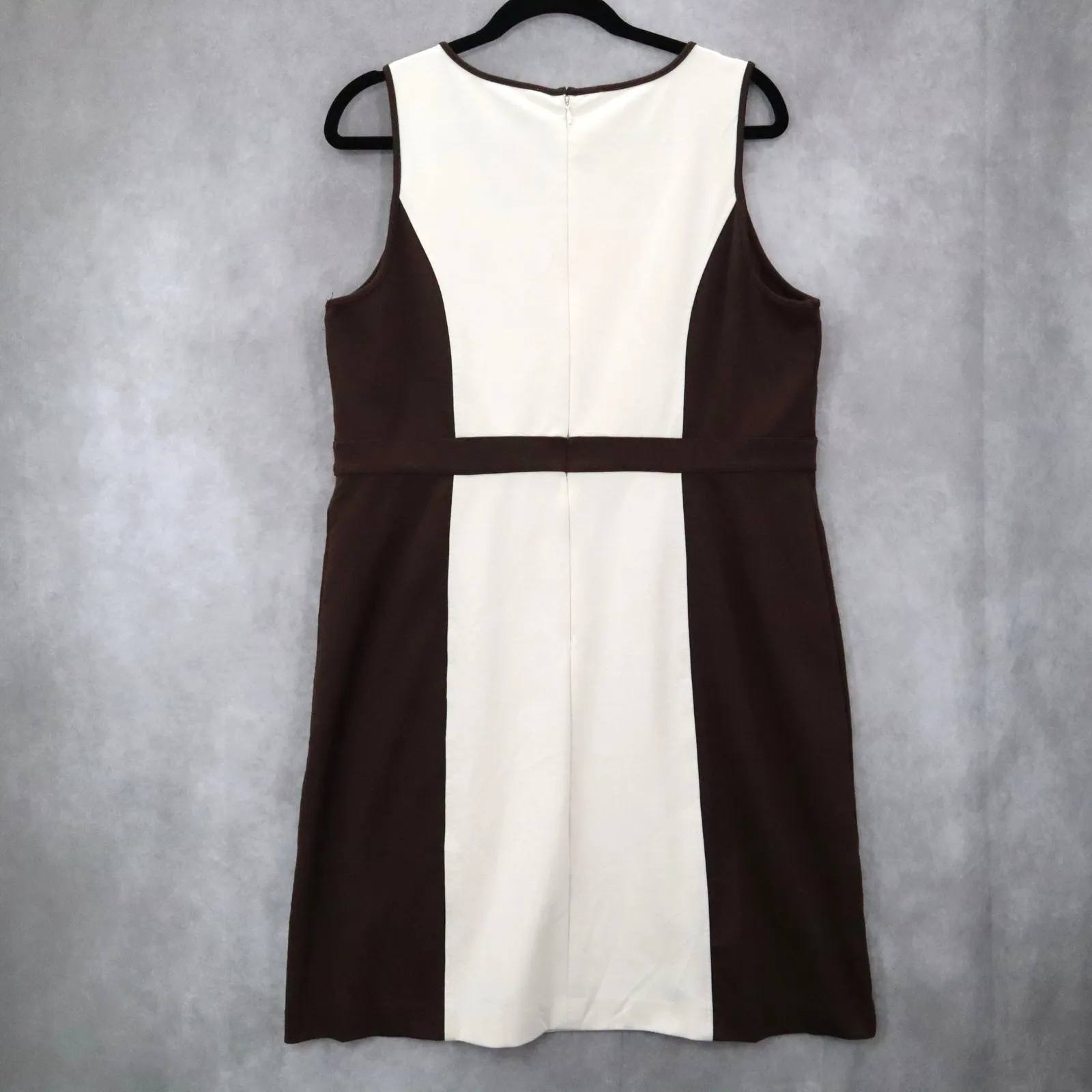 LOFT Colorblock Sheath Dress Sleeveless‎ Brown Cream Career Work Office 14P - Image 2