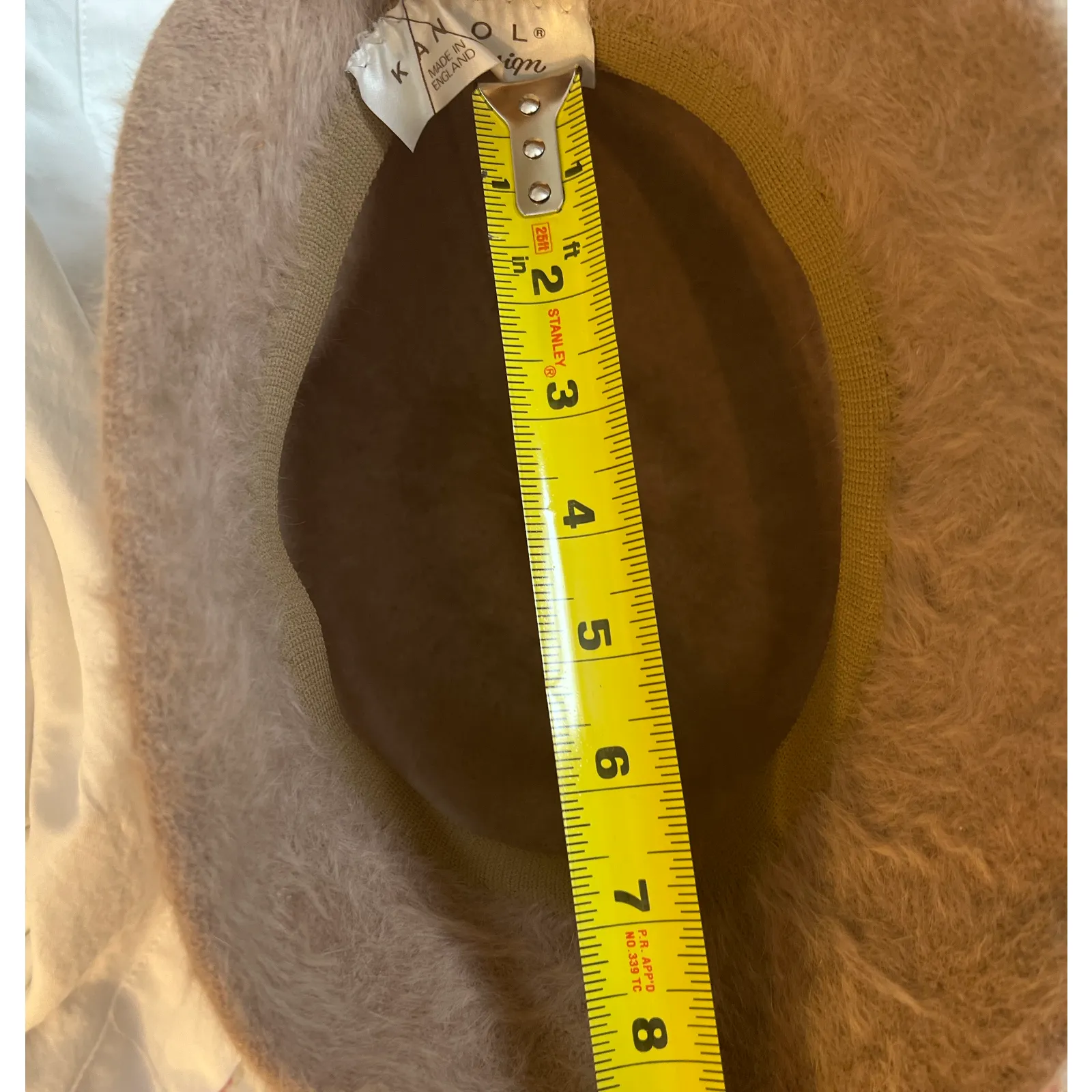 Vintage KANGOL Furgora Hat Tan Angora Rabbit Fur Bucket Hat Made in England Boho - Image 4