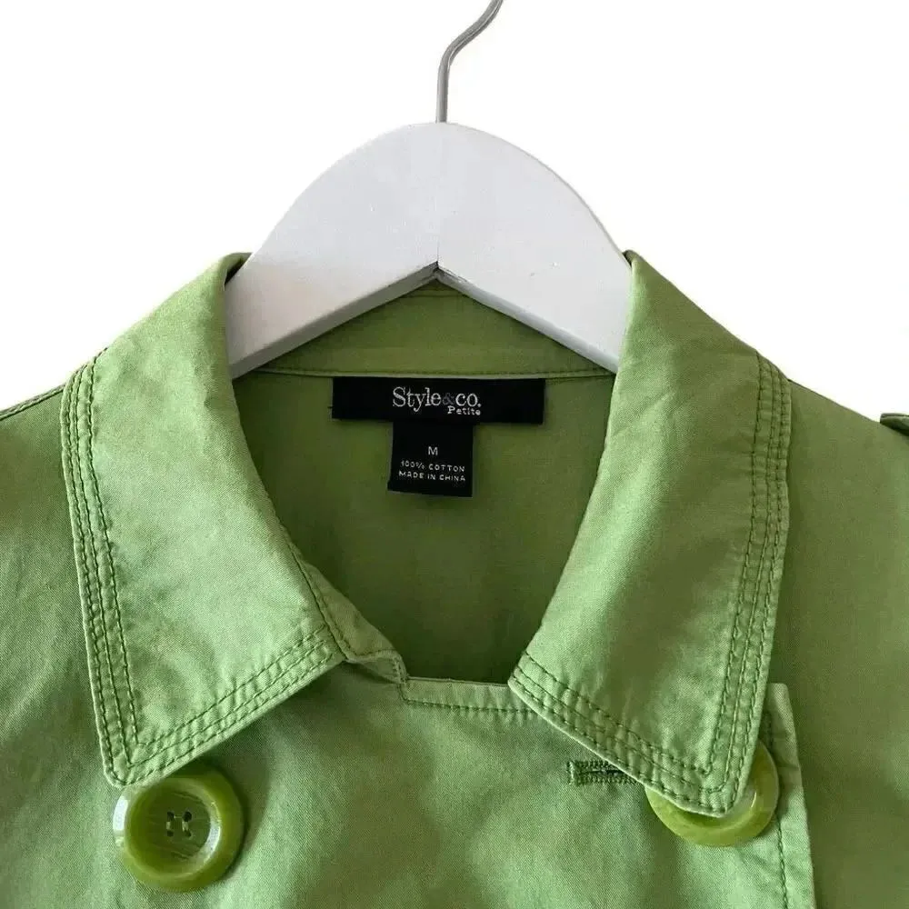 Style & Co Green Peplum Cotton Lightweight Military Style Cropped SZ MP # 1577 - Image 2