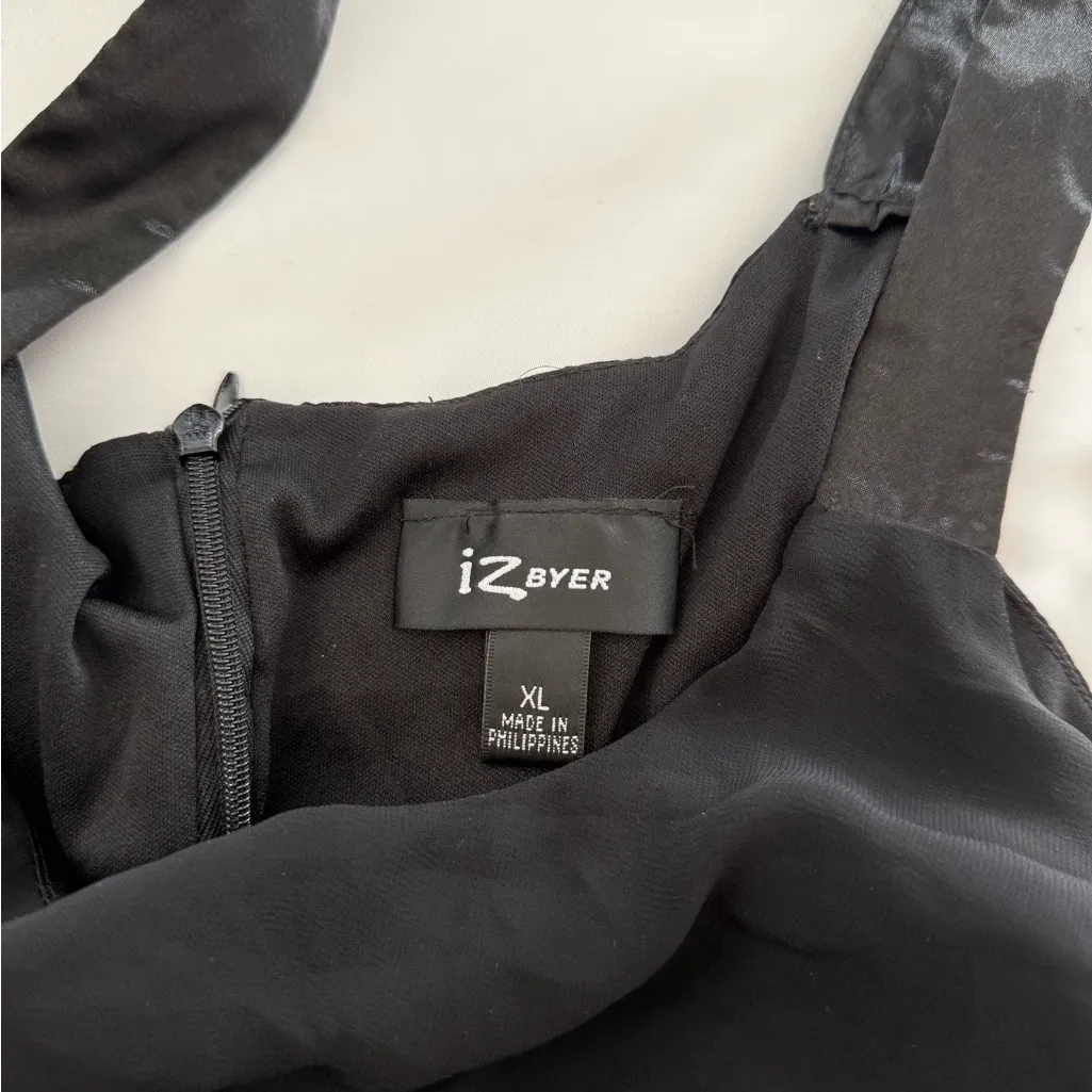 Y2K Vintage Black Ruffle Tank Top Silver Sequin Satin Strap Layered Glam Shirt - Image 3