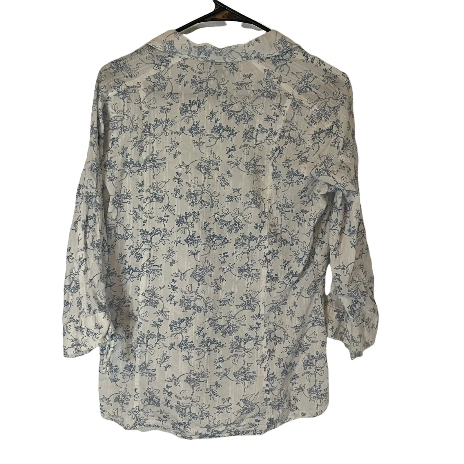 Woolrich Cotton Blue White Floral Button Up Top‎ - Image 4