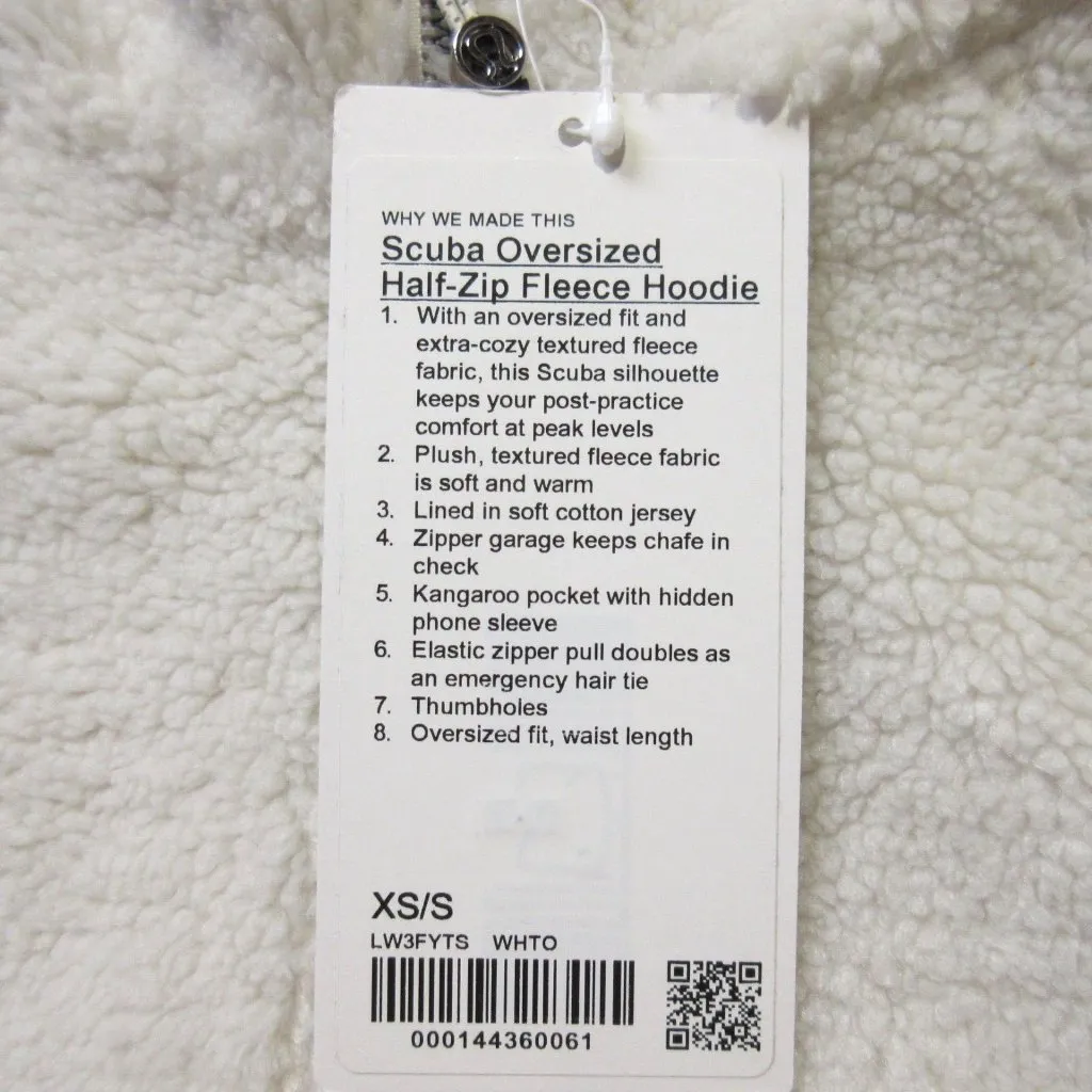 NWT Lululemon Scuba Oversized Half Zip Fleece Hoodie in White Opal XS/S - Image 2