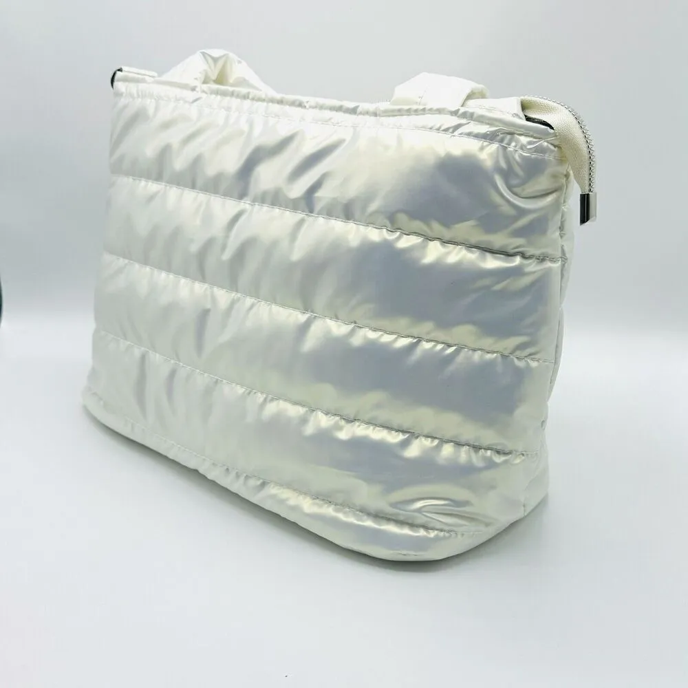 Soft Quilted Medium Tote Bag in White - Image 3