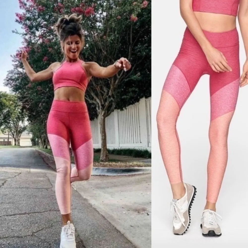 Outdoor Voices • Flamingo Pink + Peach Colorblock Leggings 7/8 - Image 4