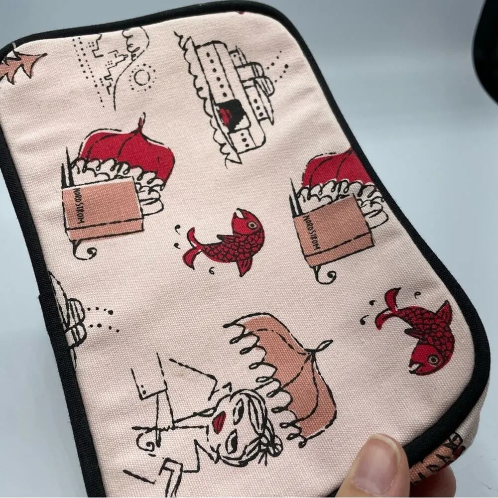 Nordstrom Pink Seattle Landmark Print Makeup Bag Case Ferry Unbrella Tree Travel - Image 5