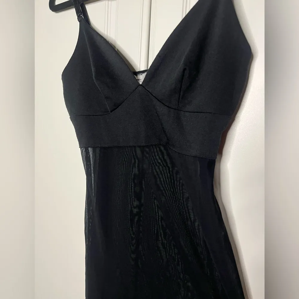 Vintage 90’s Black Sheer Slip Dress - Image 4