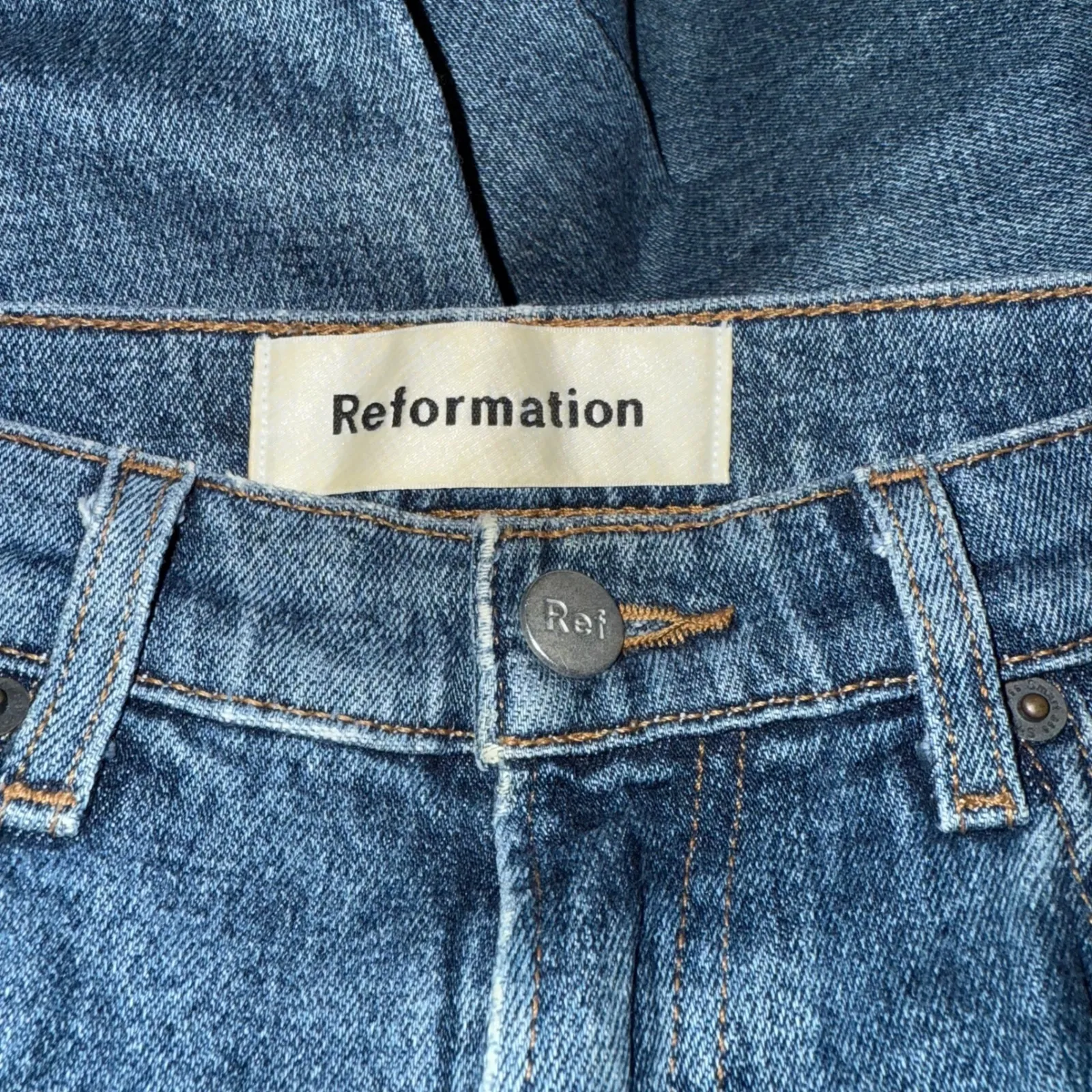 Reformation Liza High Straight Leg Jeans Medium Wash Distressed Women's Size 26 - Image 8