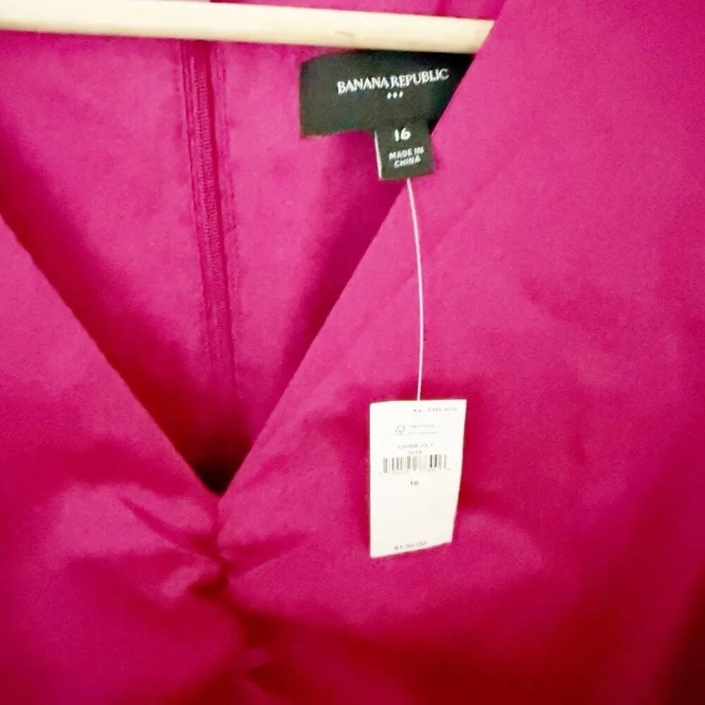 BANANA REPUBLIC | NWT Silky Column Midi Dress Raspberry Dark Pink | Size 16 - Image 5