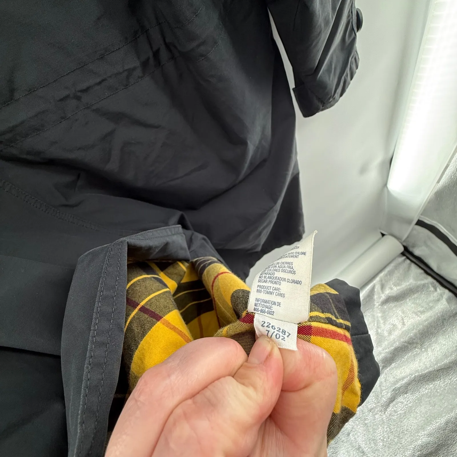 Tommy Hilfiger Black Hooded Utility Jacket Women's 1X Plaid Lined Cargo Coat - Image 7