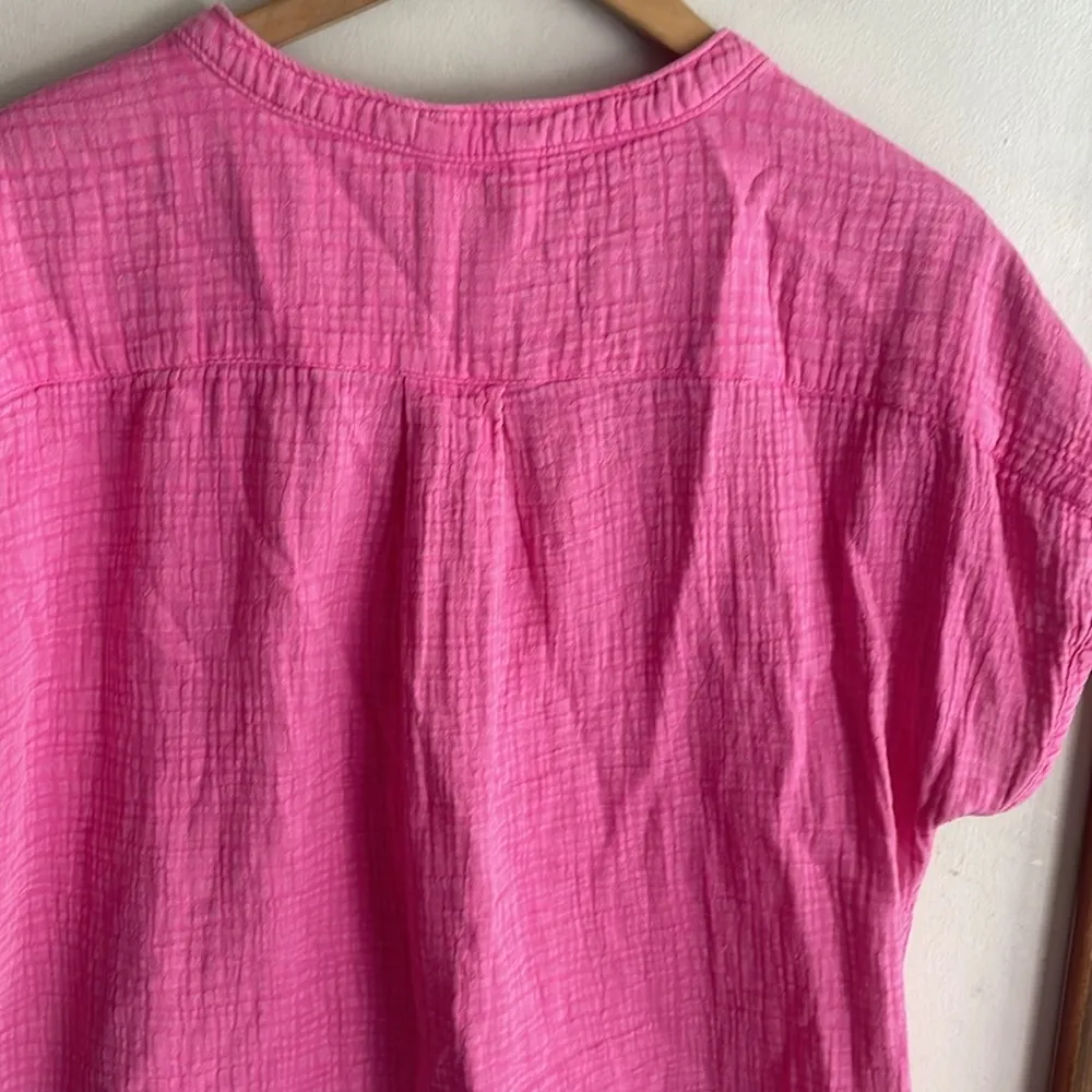 Faherty Dream Cotton Gauze Desmond Top Cone Flower Pink - Image 11