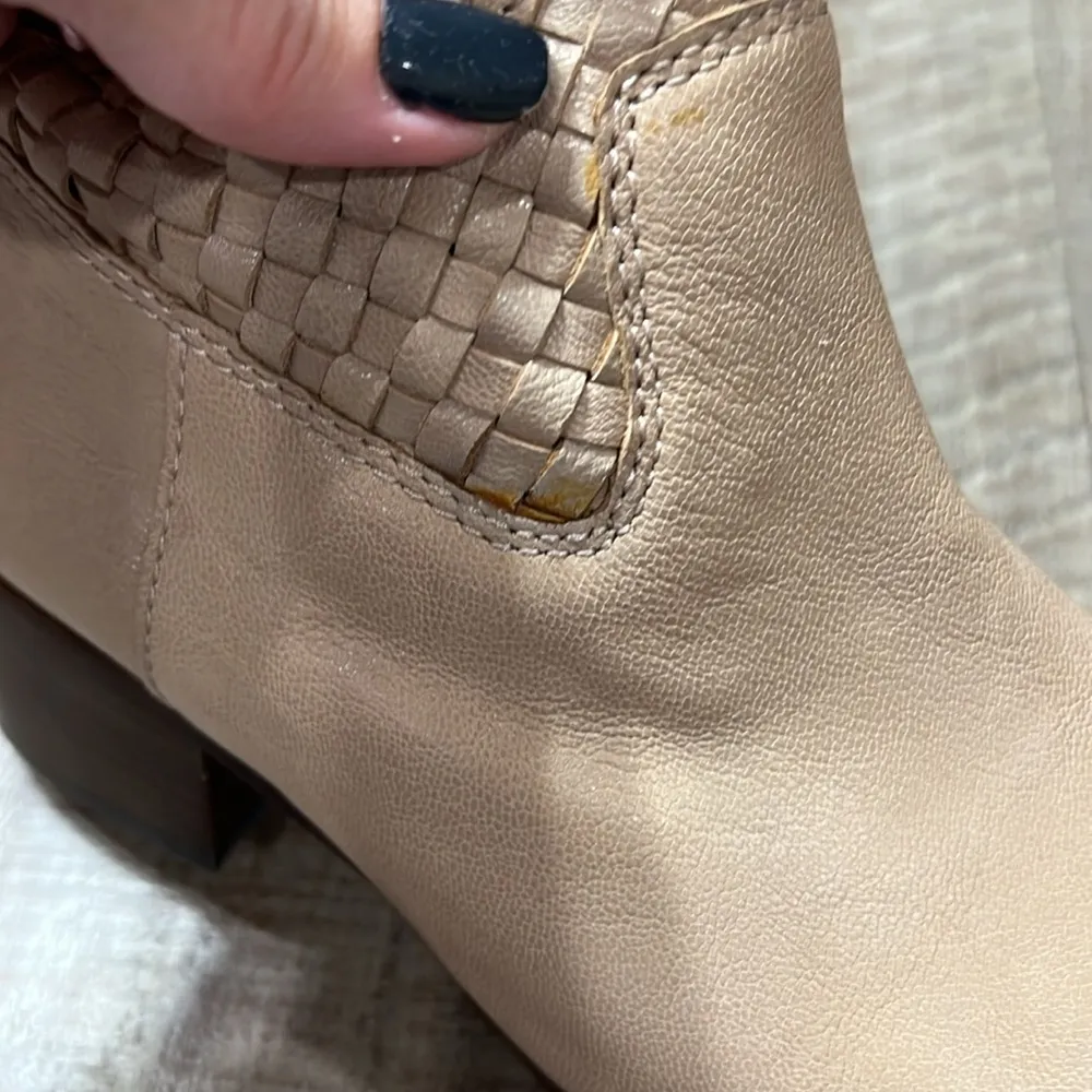 Coach Women's Tan Leather Ryder Booties Woven 2" Block Heel - Image 8