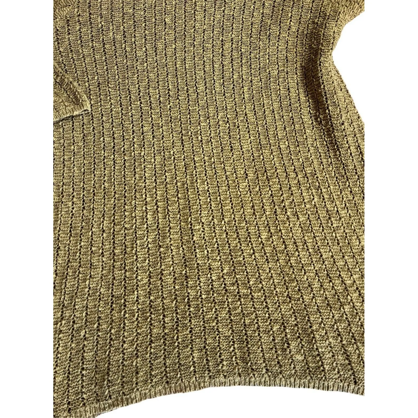 J. Jill Textured Gilded Coin Open Stitch Knit V Neck Sweater Top Mustard XL Gold - Image 5