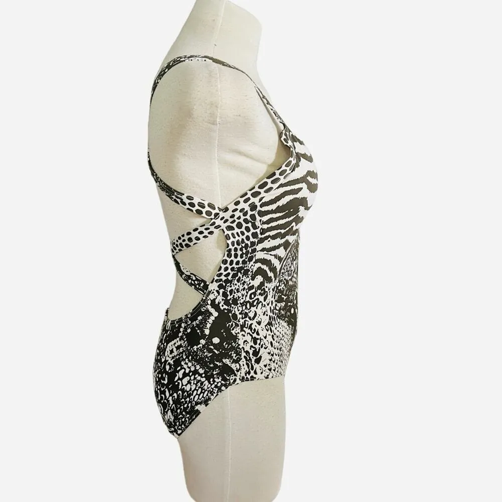 Calvin Klein Women Animal Print Strappy Low Back One Piece Swimsuit Size 8 NWOT - Image 3