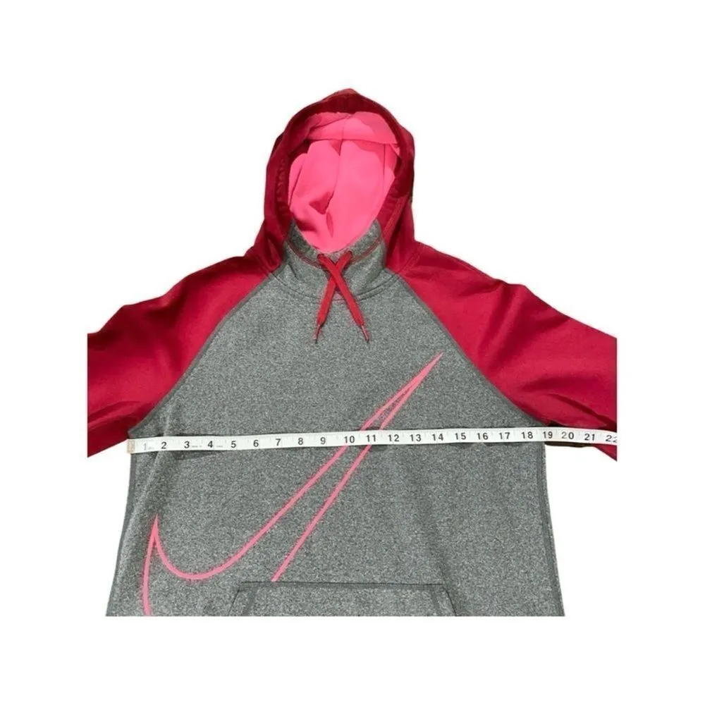 Nike Dri-Fit Swoosh Pullover Hoodie Sweatshirt Red & Pink Size Small - Image 7