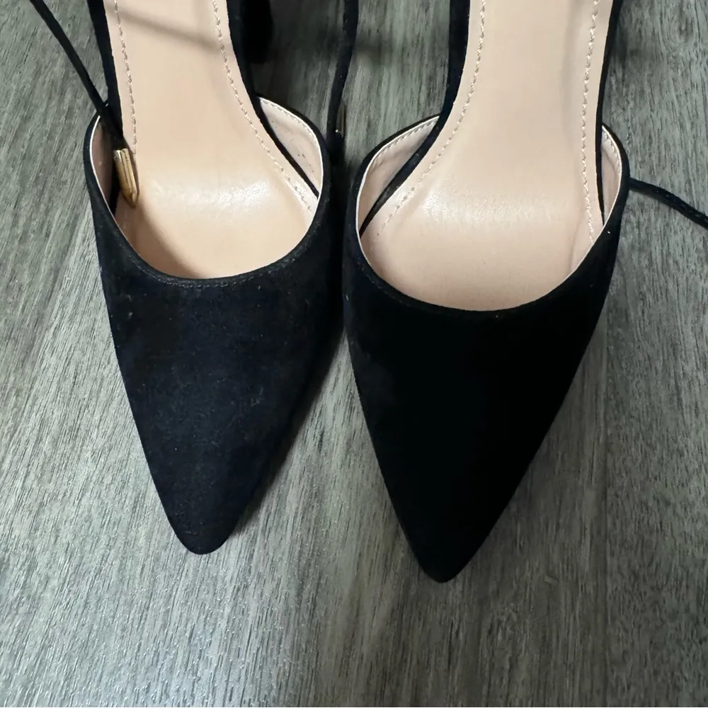 Lulus  black suede lace up pointed toe block heels - Image 7