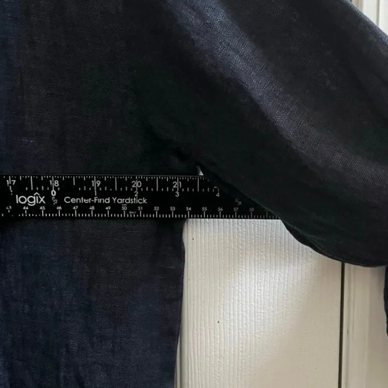 Garnet Hill New Modern Linen Oversize Open Front Pocket Topper Medium Breathable - Image 8