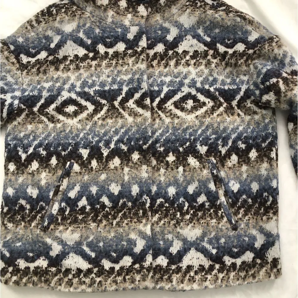 Fifteen Twenty Multi Funnel Neck Wool Blend Jacket Med Aztec Grandpa Eclectic - Image 13